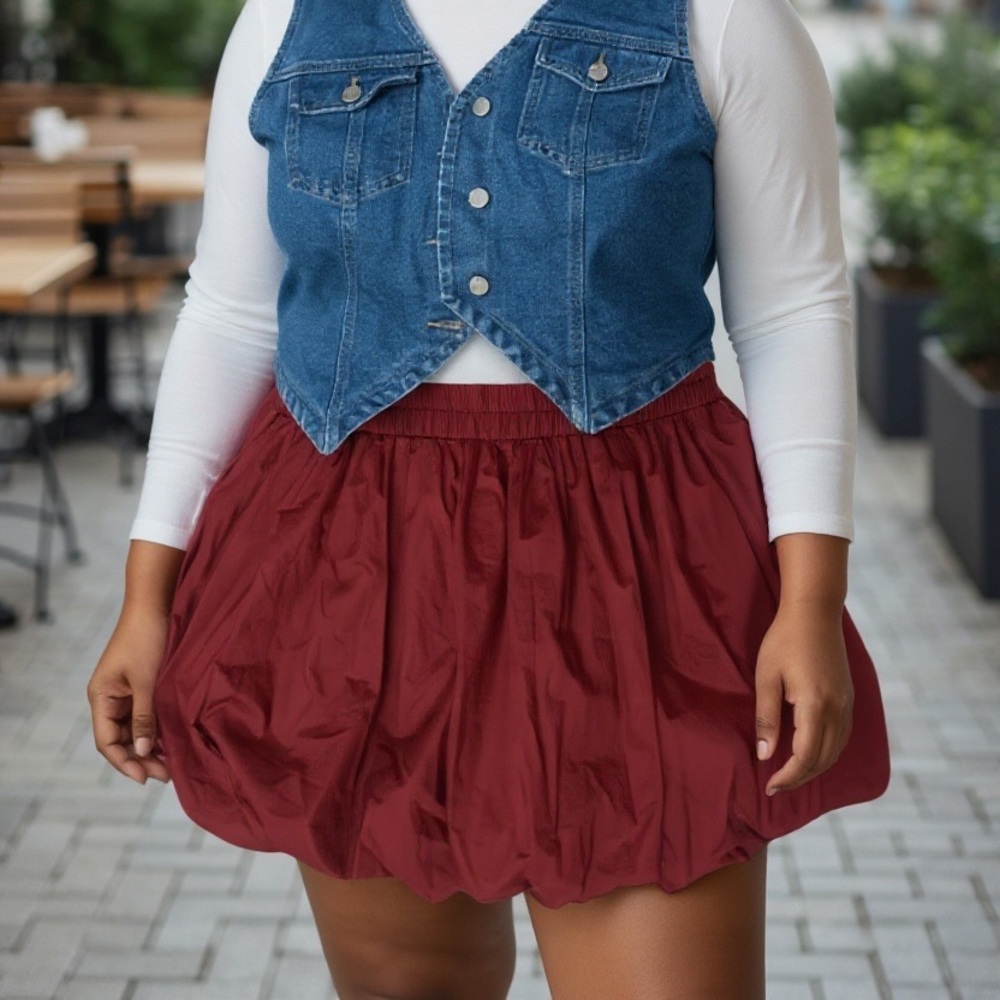 Burgundy bubble skirt